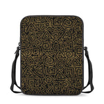 Black And Gold African Afro Print Rectangular Crossbody Bag