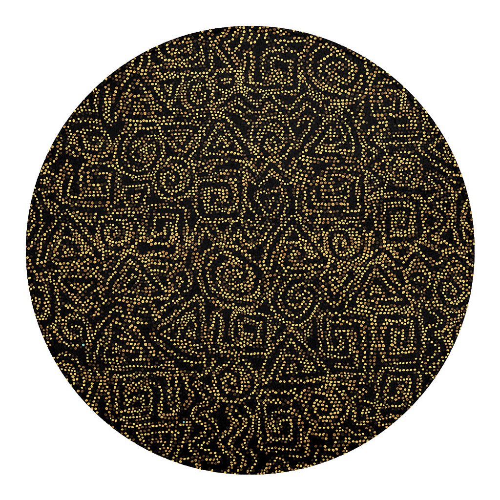 Black And Gold African Afro Print Round Blanket