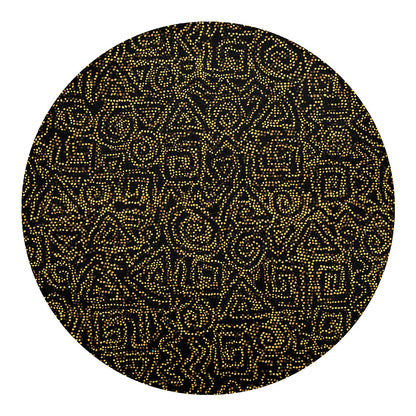 Black And Gold African Afro Print Round Blanket