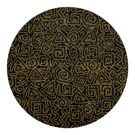 Black And Gold African Afro Print Round Blanket