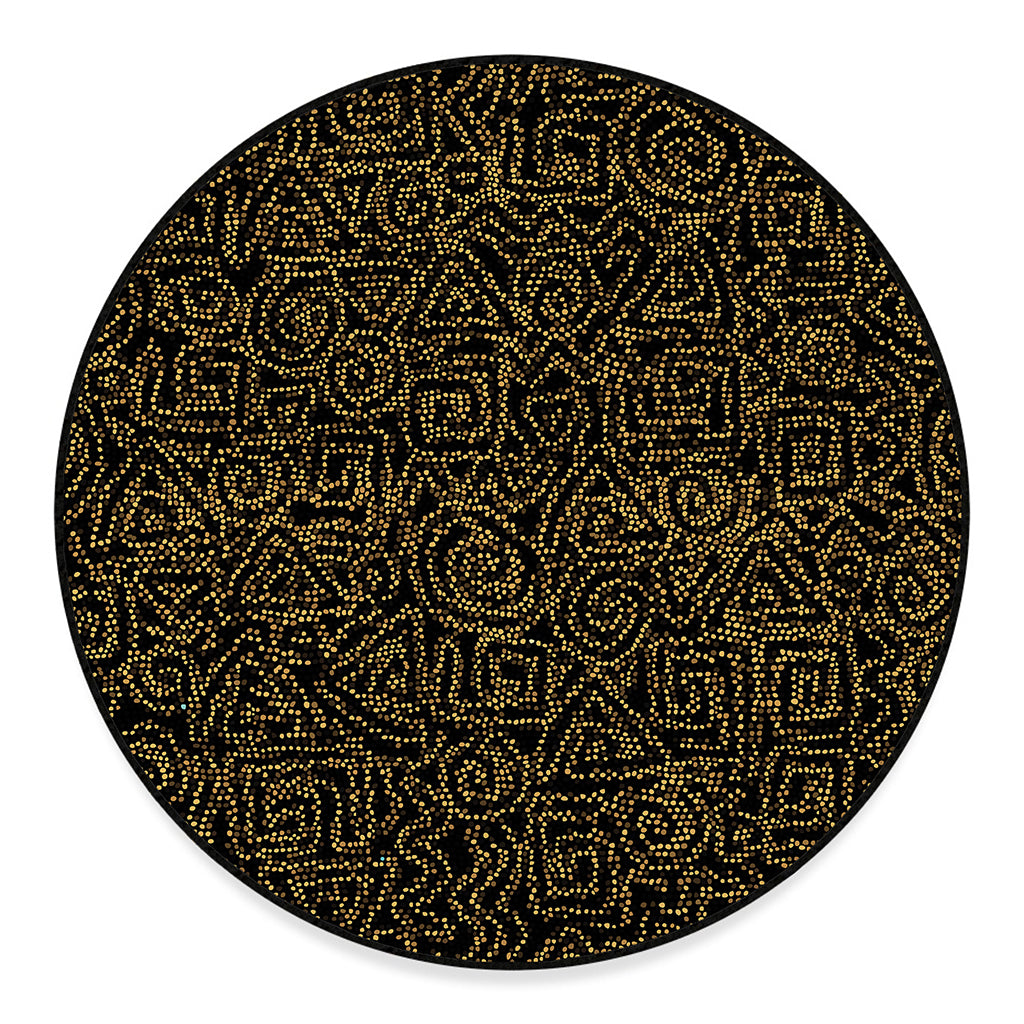 Black And Gold African Afro Print Round Floor Mat