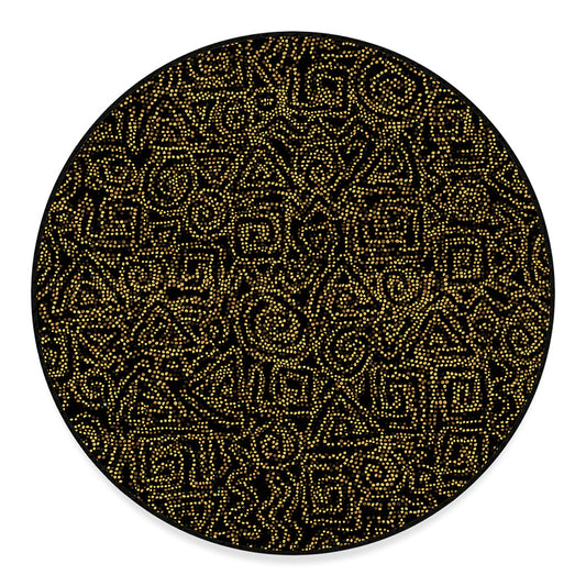 Black And Gold African Afro Print Round Floor Mat