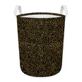 Black And Gold African Afro Print Round Laundry Basket