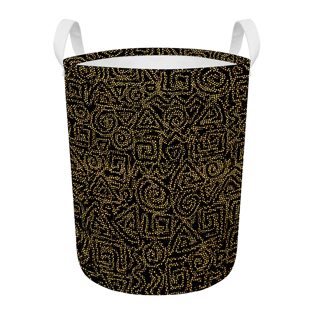 Black And Gold African Afro Print Round Laundry Basket