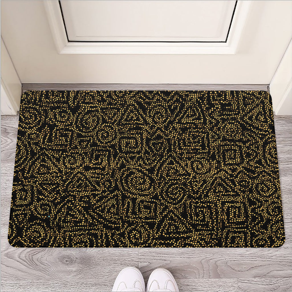 Black And Gold African Afro Print Rubber Doormat