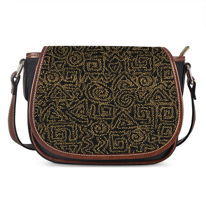 Black And Gold African Afro Print Saddle Bag