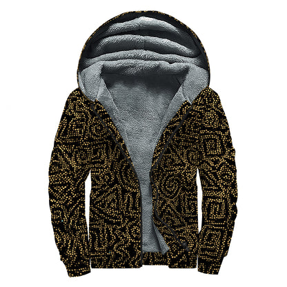 Black And Gold African Afro Print Sherpa Lined Zip Up Hoodie