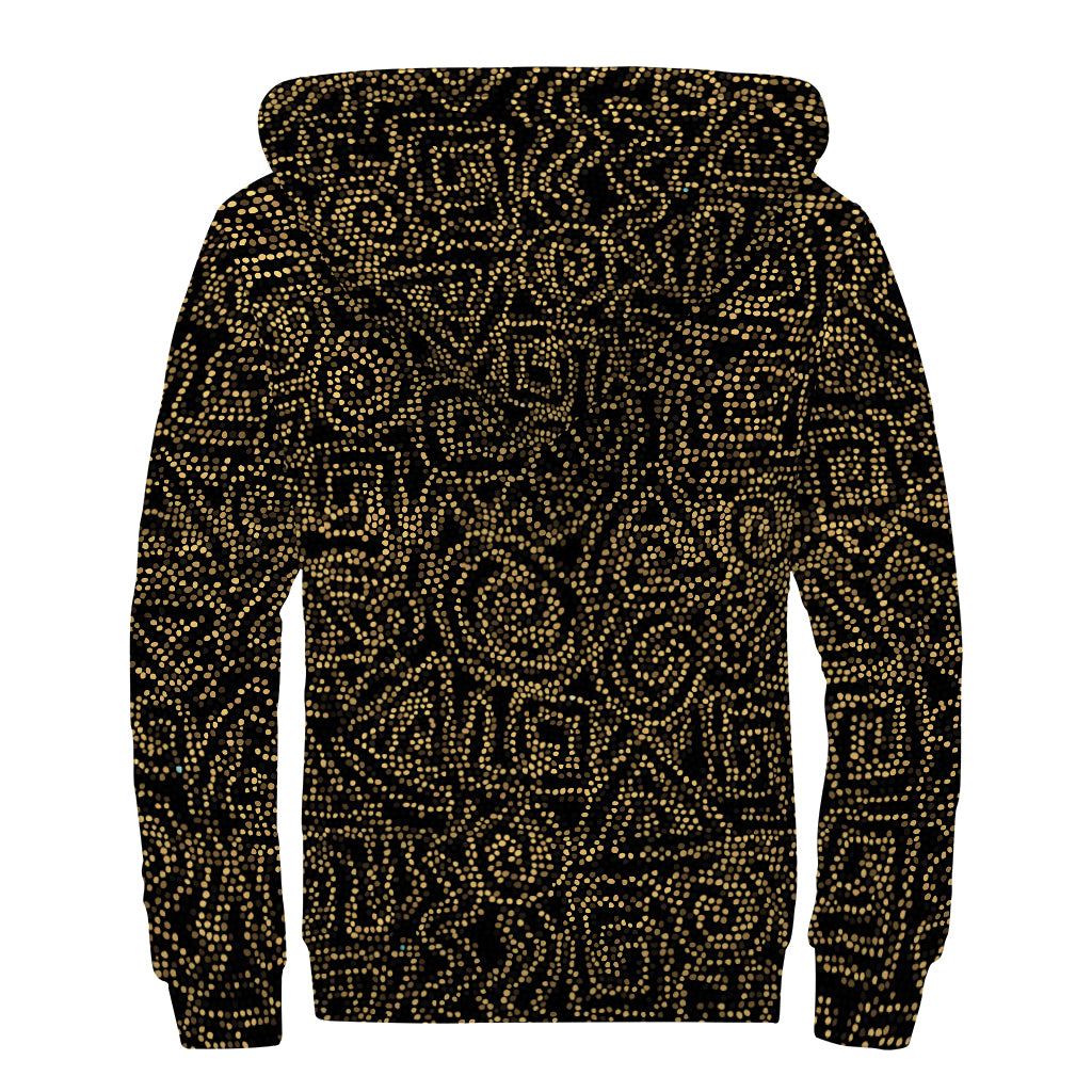 Black And Gold African Afro Print Sherpa Lined Zip Up Hoodie