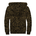 Black And Gold African Afro Print Sherpa Lined Zip Up Hoodie