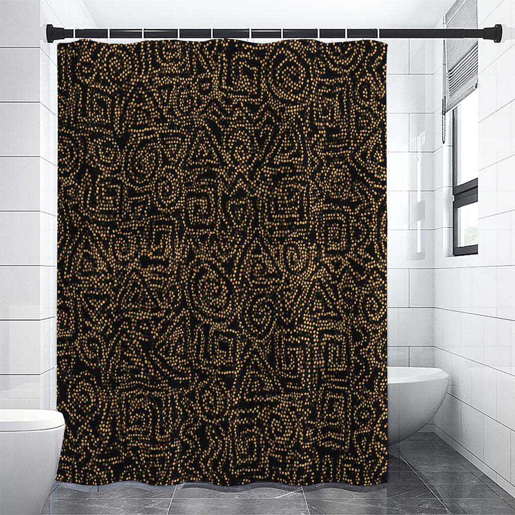 Black And Gold African Afro Print Shower Curtain