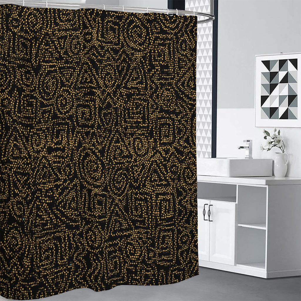 Black And Gold African Afro Print Shower Curtain