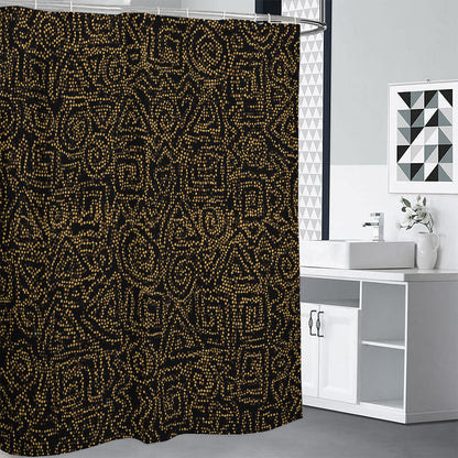 Black And Gold African Afro Print Shower Curtain