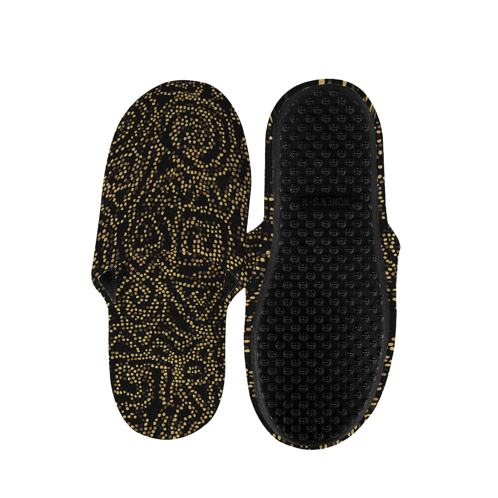 Black And Gold African Afro Print Slippers