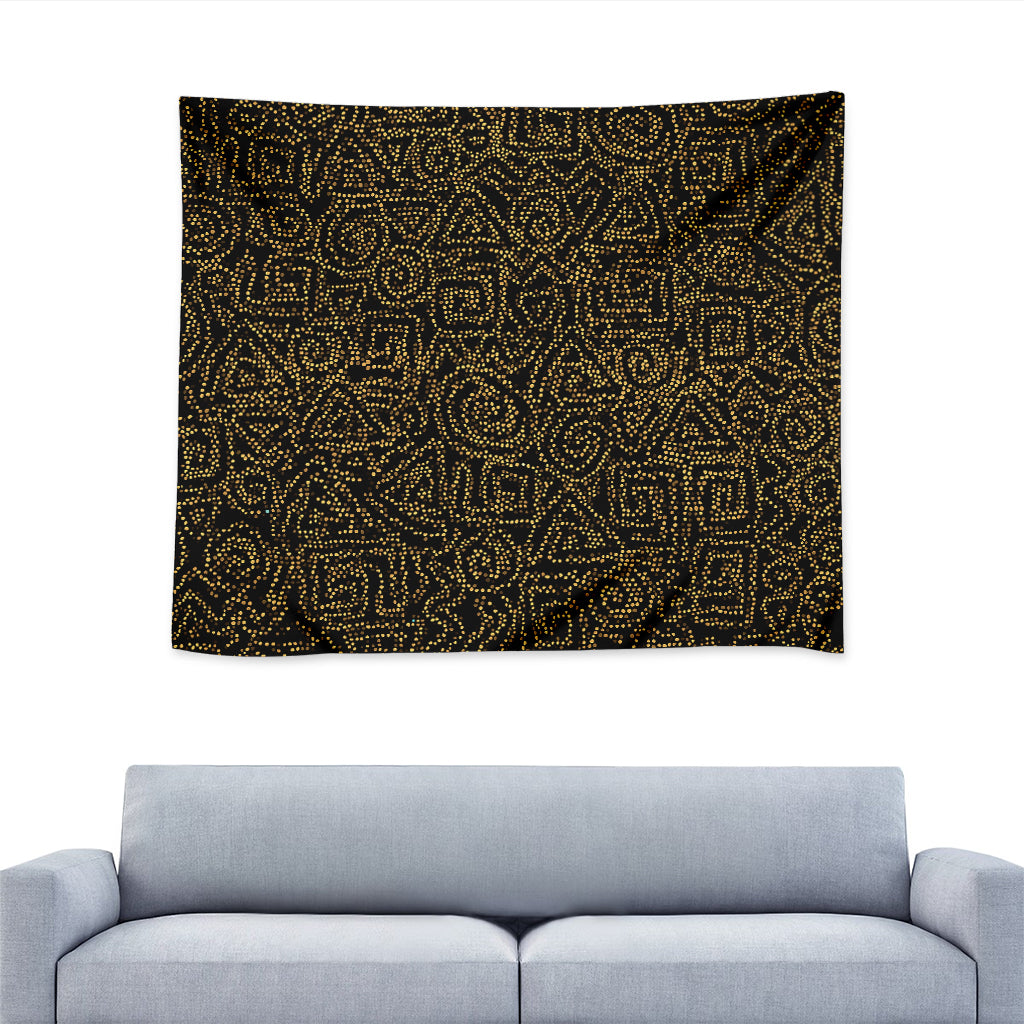 Black And Gold African Afro Print Tapestry