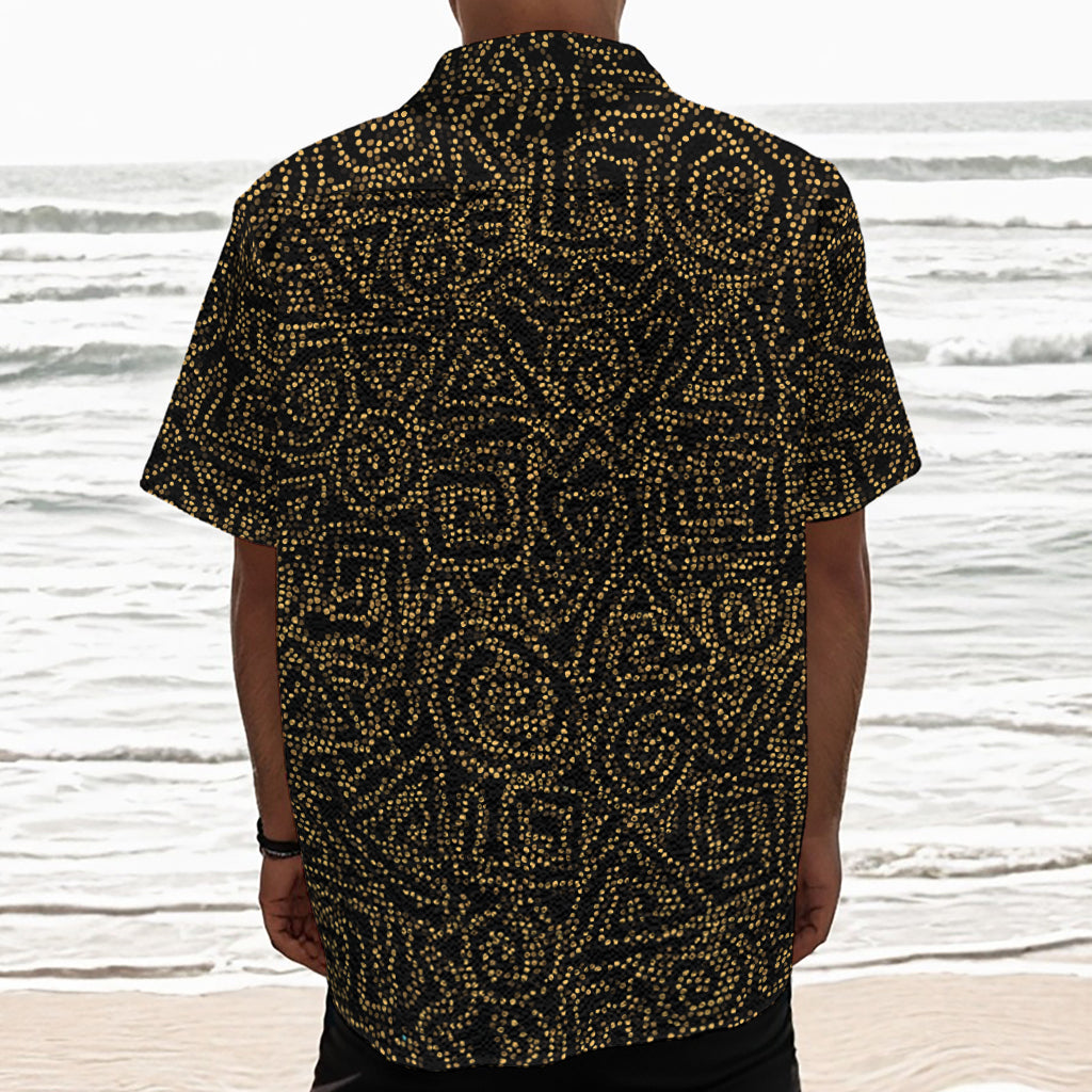 Black And Gold African Afro Print Textured Short Sleeve Shirt