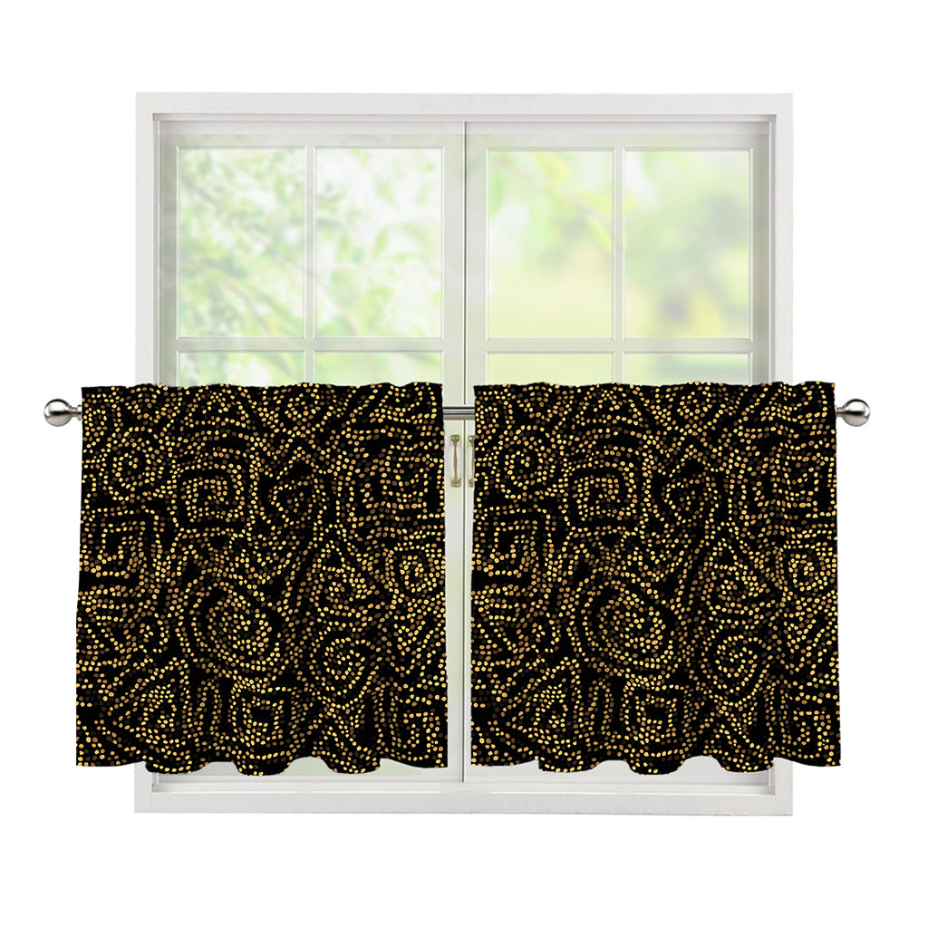 Black And Gold African Afro Print Tier Curtains