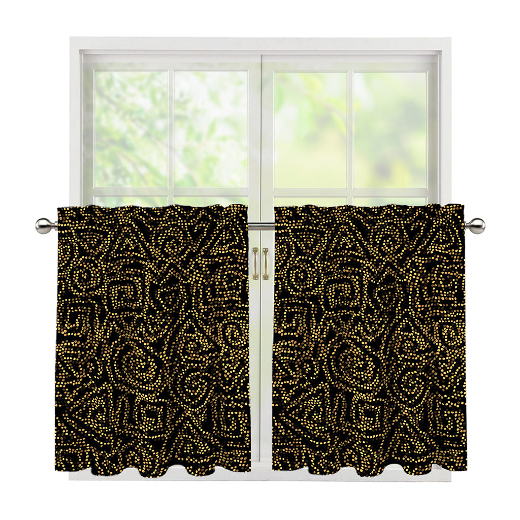 Black And Gold African Afro Print Tier Curtains