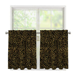 Black And Gold African Afro Print Tier Curtains