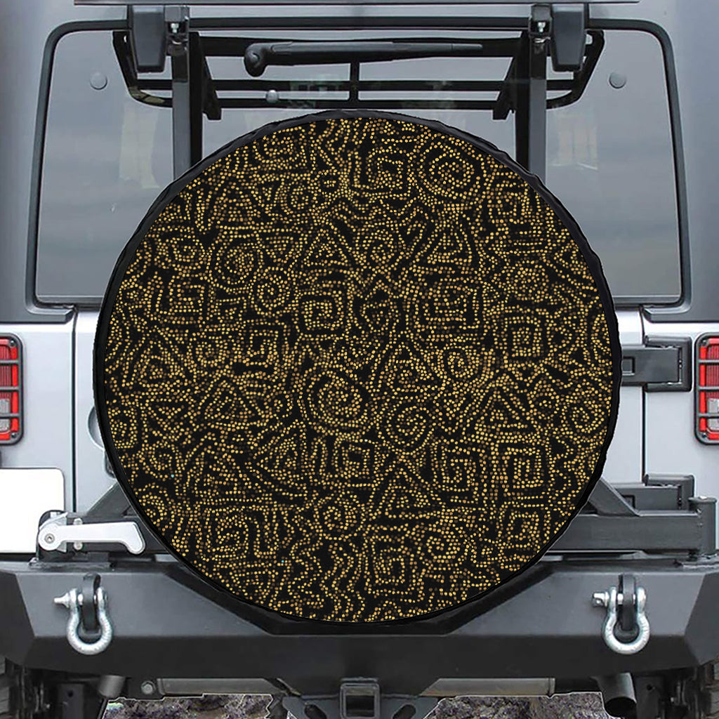 Black And Gold African Afro Print Tire Cover