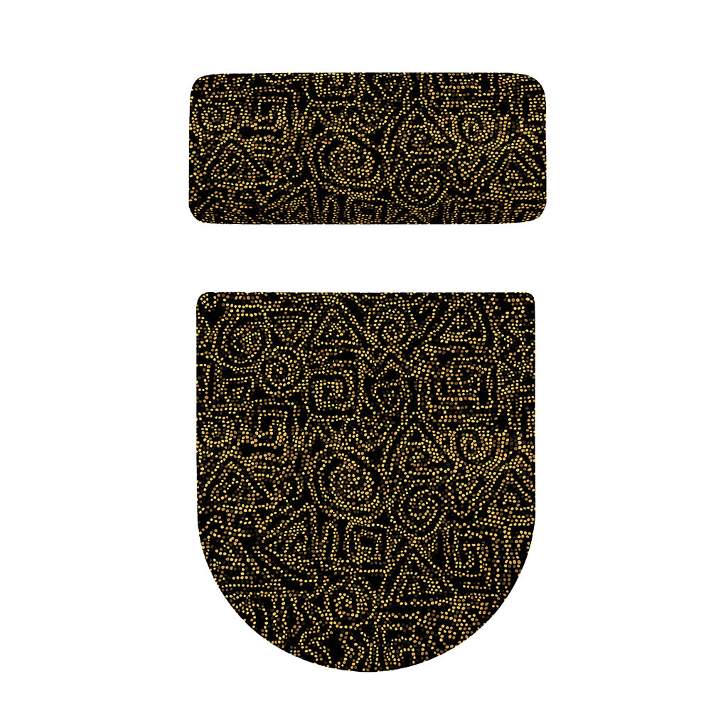 Black And Gold African Afro Print Toilet Lid And Tank Cover Set