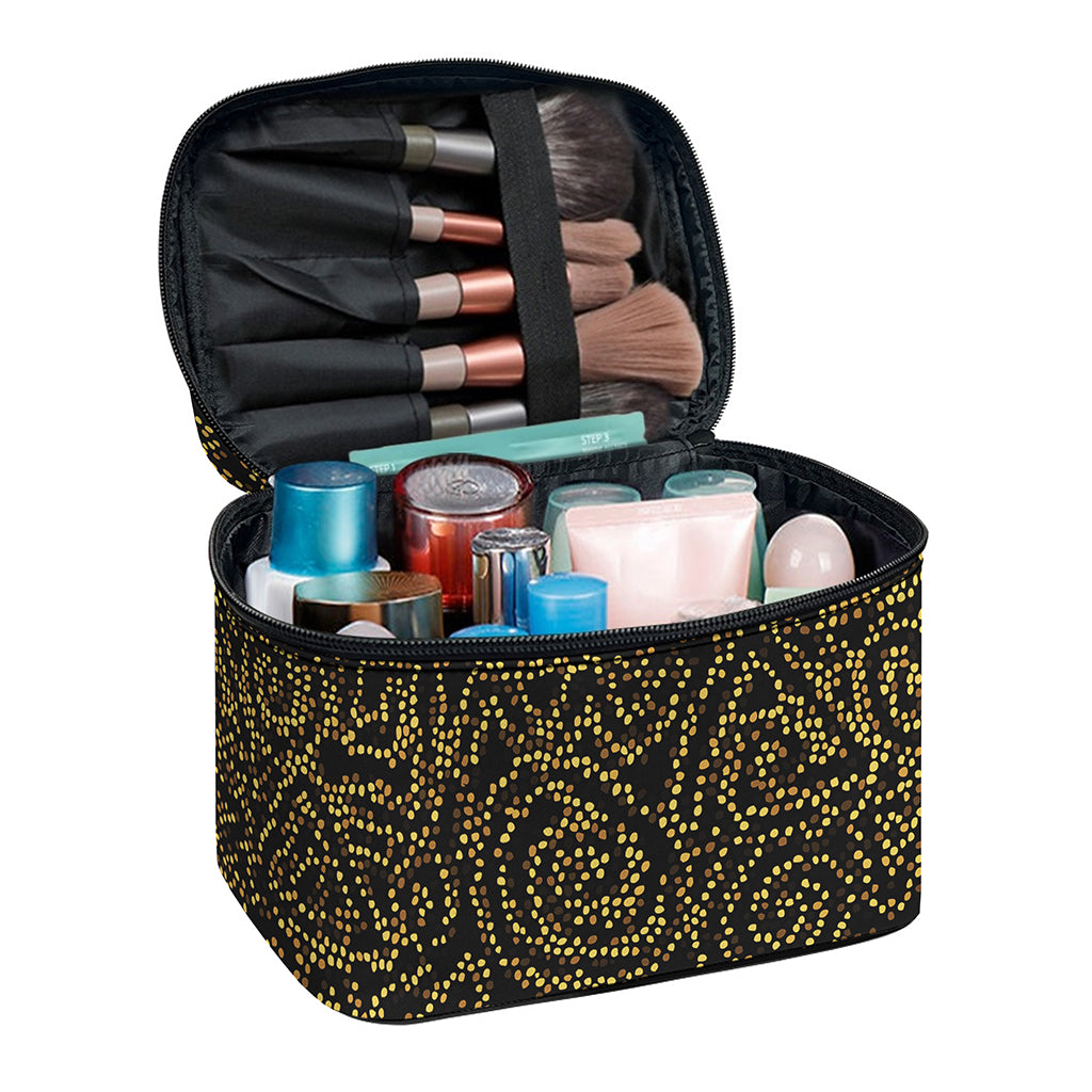 Black And Gold African Afro Print Travel Makeup Bag