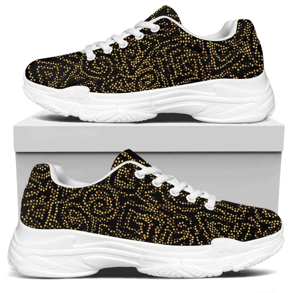 Black And Gold African Afro Print White Chunky Shoes