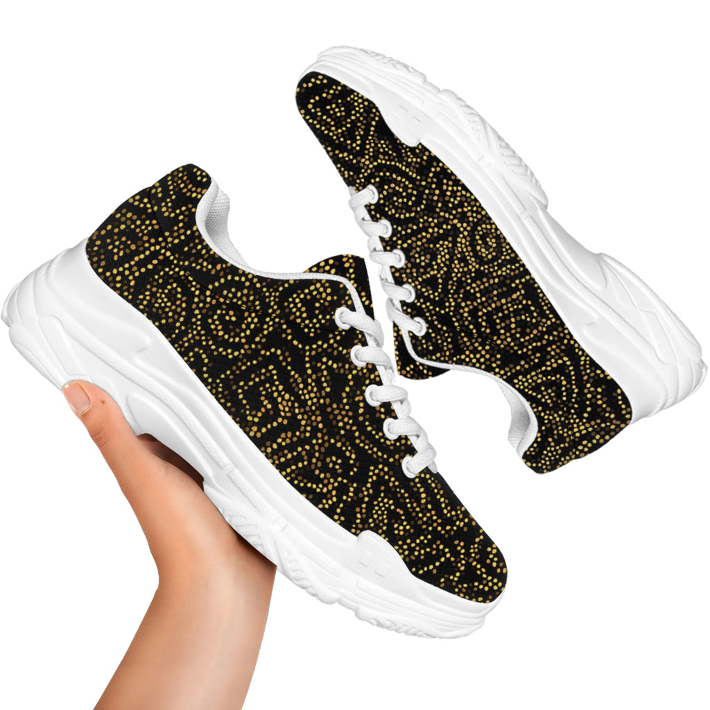 Black And Gold African Afro Print White Chunky Shoes