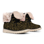 Black And Gold African Afro Print Winter Boots