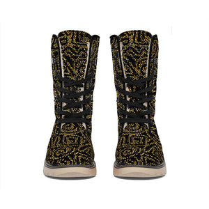 Black And Gold African Afro Print Winter Boots