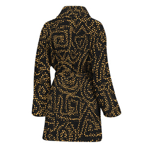 Black And Gold African Afro Print Women's Bathrobe