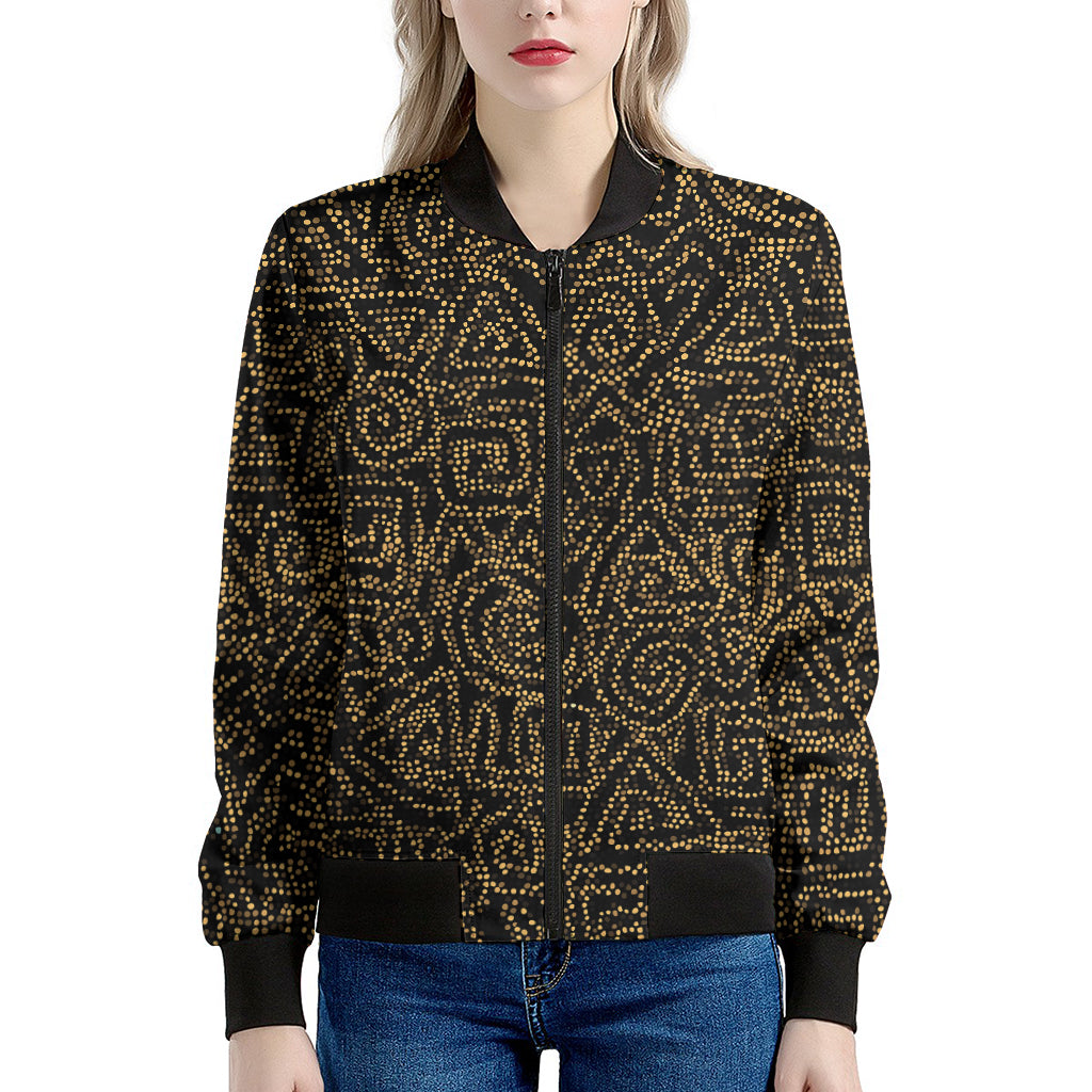 Black And Gold African Afro Print Women's Bomber Jacket