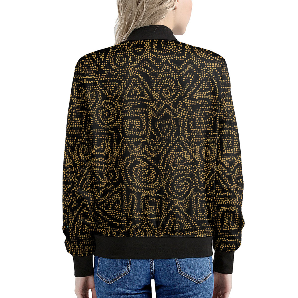 Black And Gold African Afro Print Women's Bomber Jacket