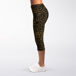 Black And Gold African Afro Print Women's Capri Leggings