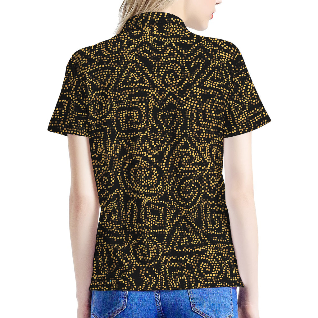 Black And Gold African Afro Print Women's Polo Shirt