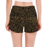 Black And Gold African Afro Print Women's Split Running Shorts