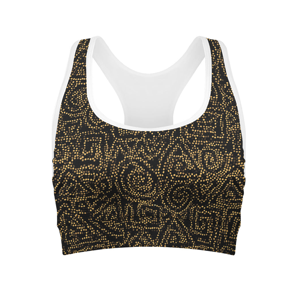 Black And Gold African Afro Print Women's Sports Bra