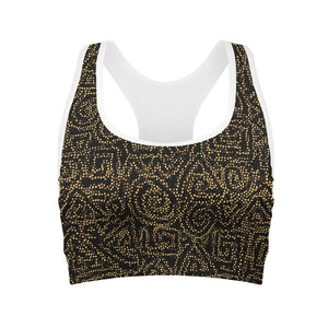 Black And Gold African Afro Print Women's Sports Bra