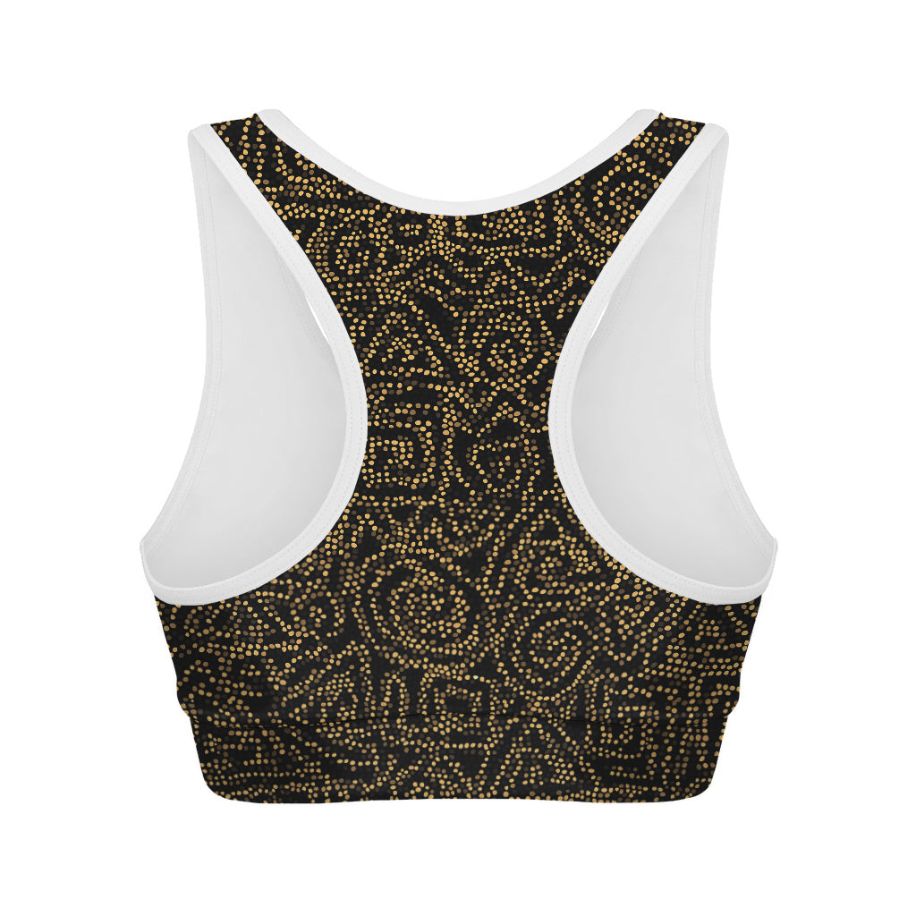 Black And Gold African Afro Print Women's Sports Bra