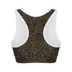 Black And Gold African Afro Print Women's Sports Bra