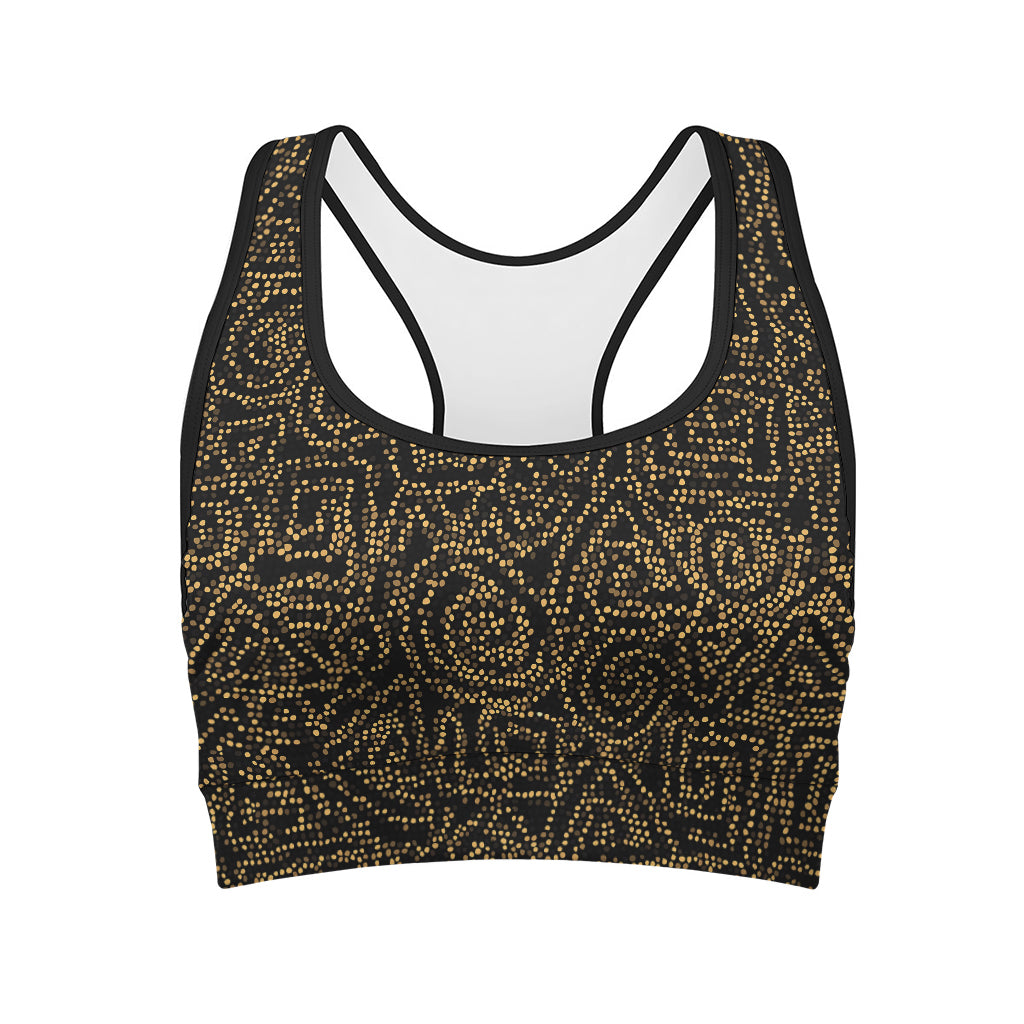 Black And Gold African Afro Print Women's Sports Bra