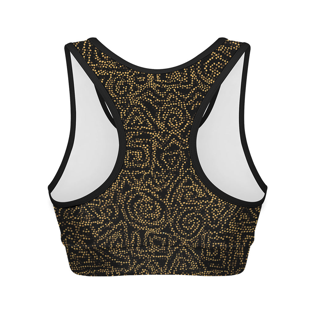 Black And Gold African Afro Print Women's Sports Bra