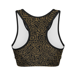 Black And Gold African Afro Print Women's Sports Bra