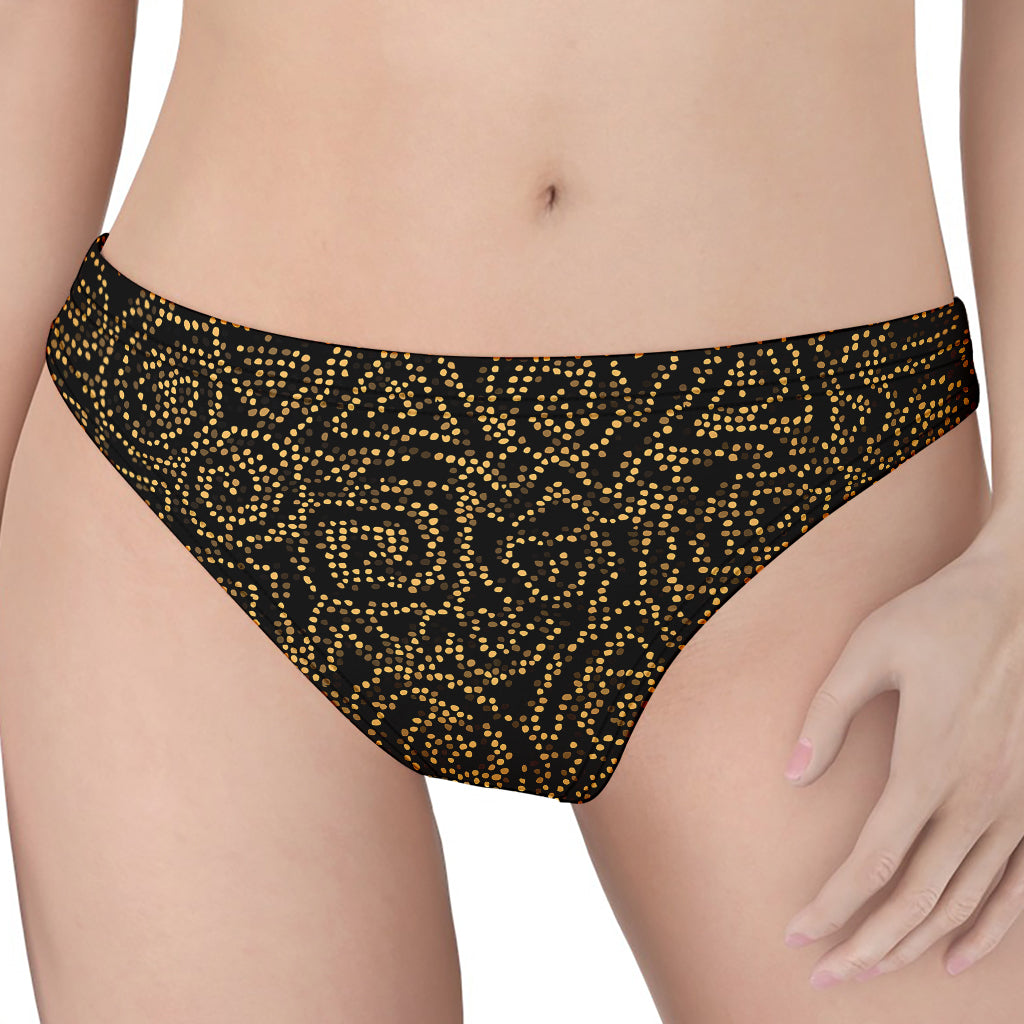 Black And Gold African Afro Print Women's Thong