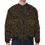 Black And Gold African Afro Print Zip Sleeve Bomber Jacket