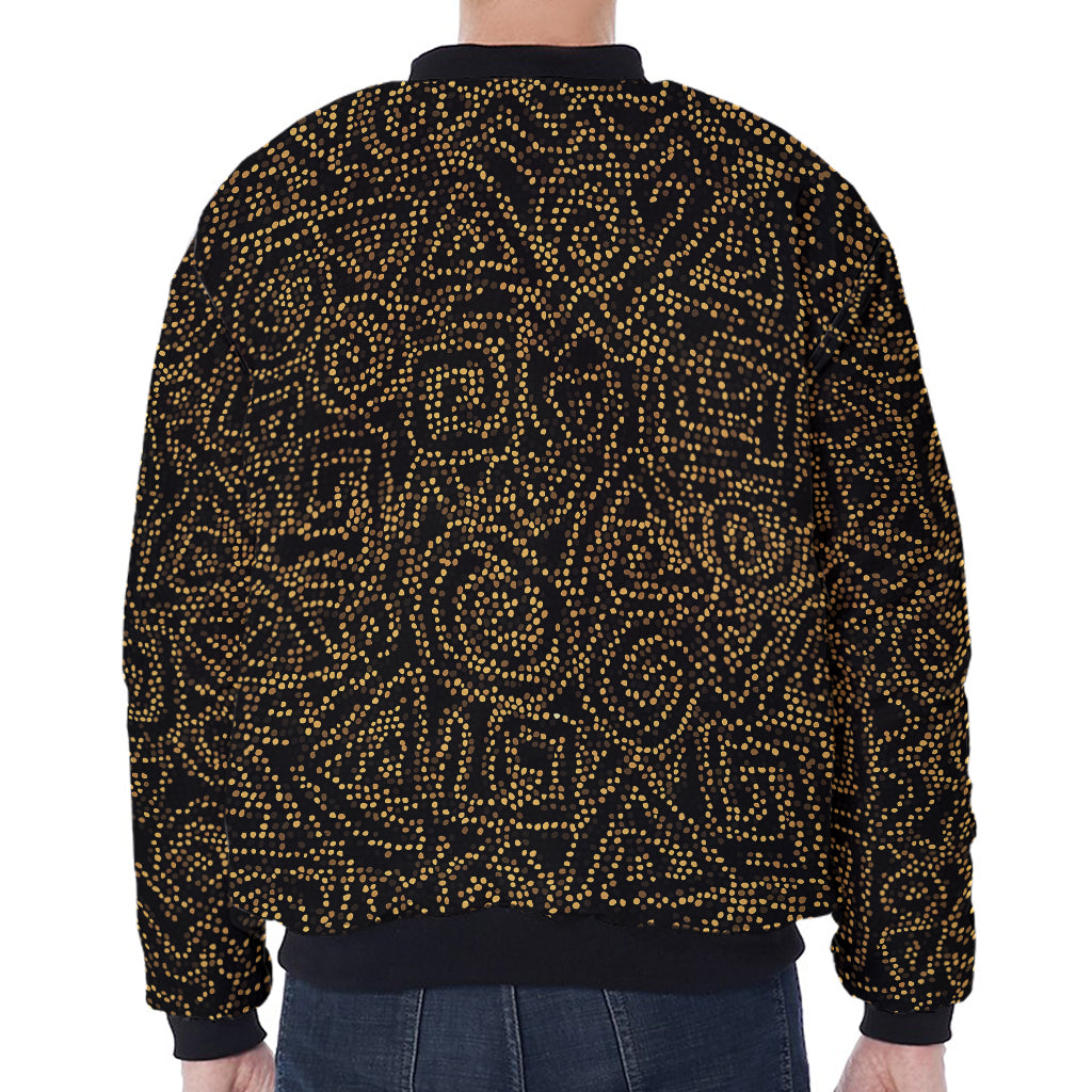 Black And Gold African Afro Print Zip Sleeve Bomber Jacket