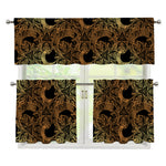 Black And Gold Celestial Pattern Print 3 Piece Kitchen Curtains