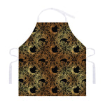 Black And Gold Celestial Pattern Print Adjustable Apron
