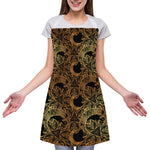 Black And Gold Celestial Pattern Print Adjustable Apron
