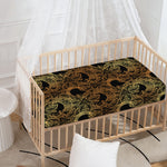 Black And Gold Celestial Pattern Print Baby Crib Sheet