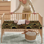 Black And Gold Celestial Pattern Print Baby Crib Sheet